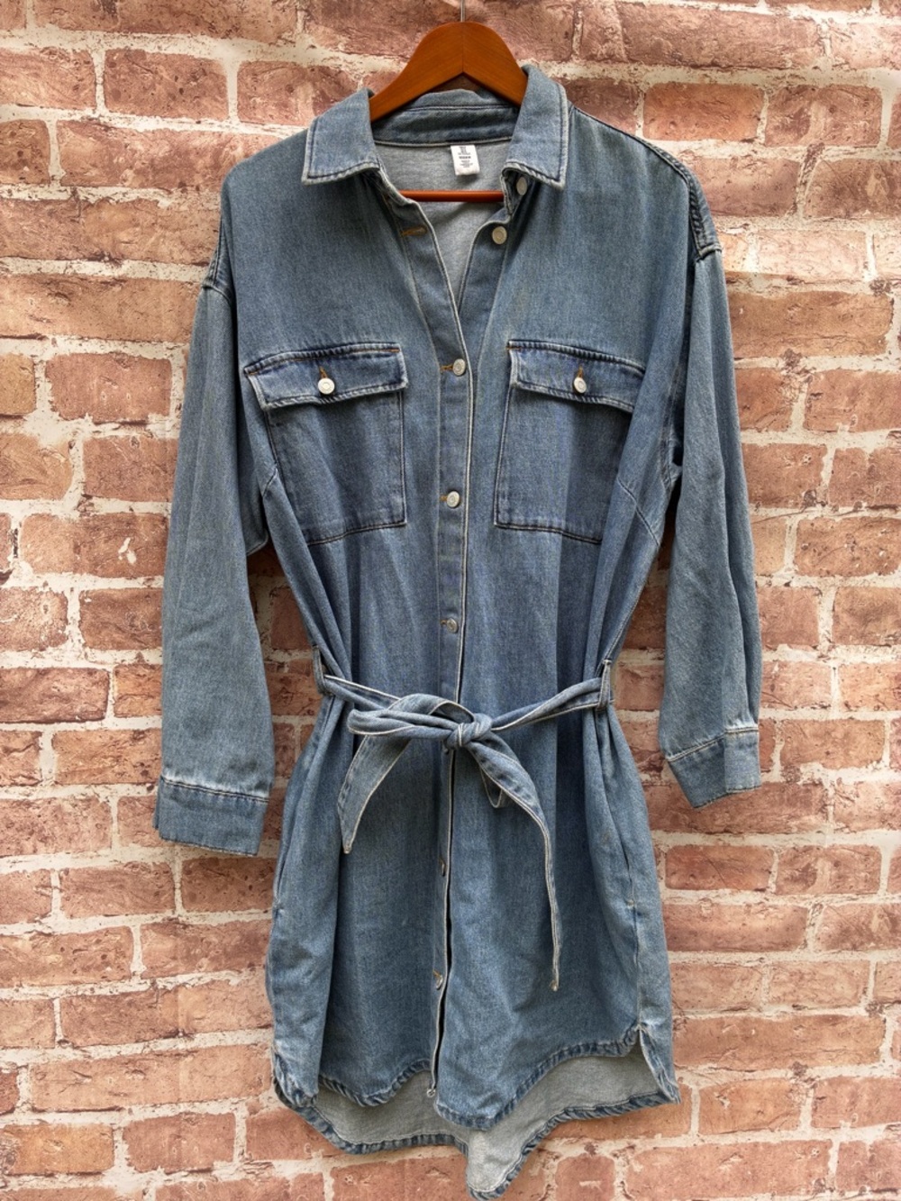 &Denim H&M size M Button-Up Shirt Dress with Tie Belt western classic - Picture 3 of 7